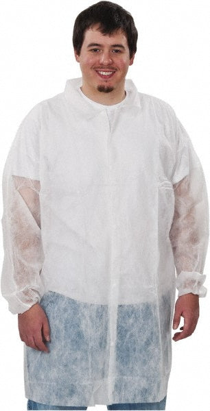 PRO-SAFE KM-LC0-WE-NW-4XL-WHITE Lab Coat 1.41 oz Material, Size 4X-Large, Polypropylene