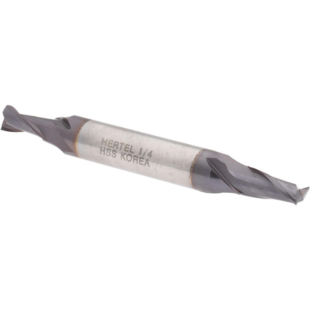 Hertel EF050016 Square End Mill 1/4" Dia, 2 Flutes, 1/2" LOC, High Speed Steel, 30 ° Helix
