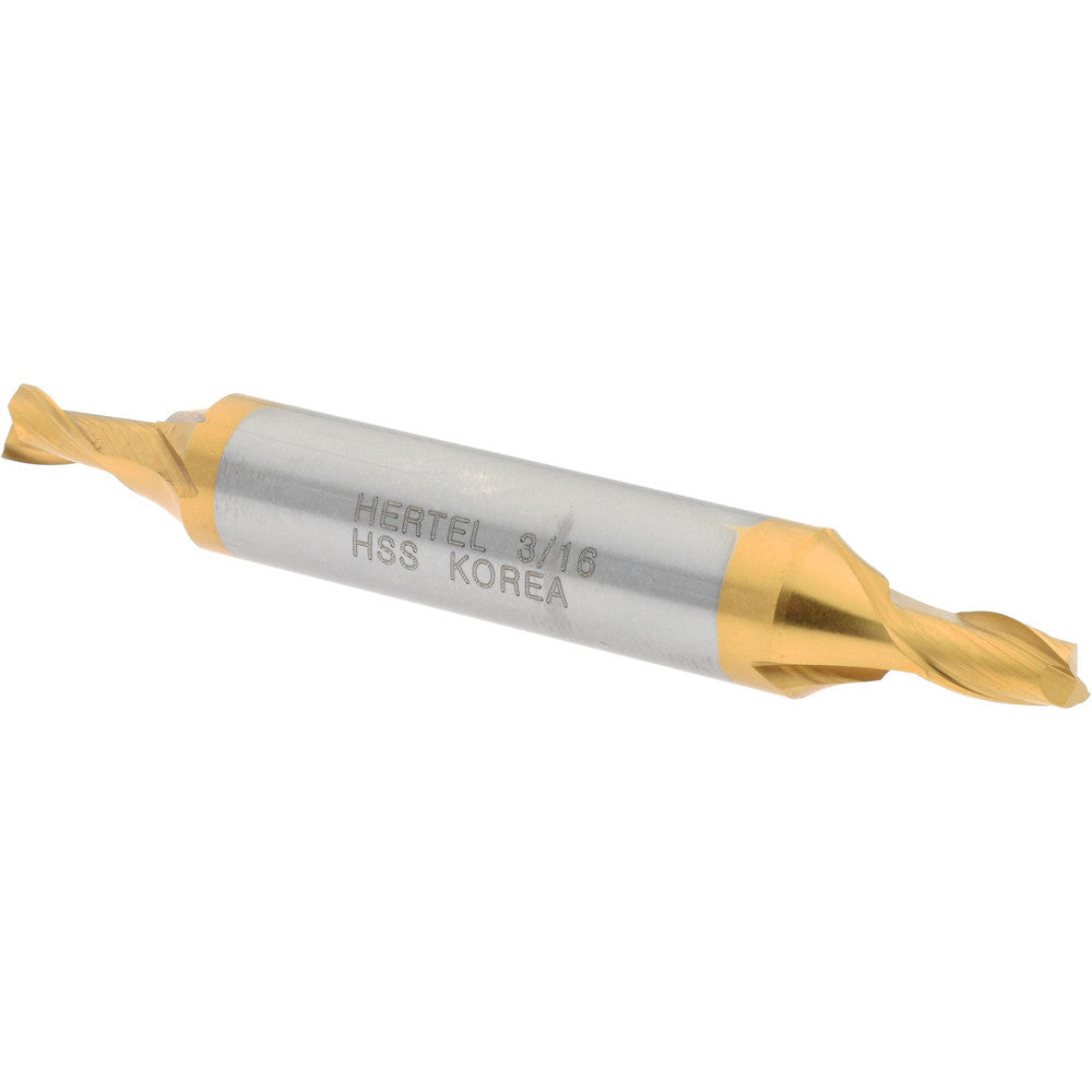 Hertel E899921318 Square End Mill 3/16'' Dia, 9/32'' LOC, 3/8'' Shank Dia, 2-3/4'' OAL, 2 Flutes, High Speed Steel