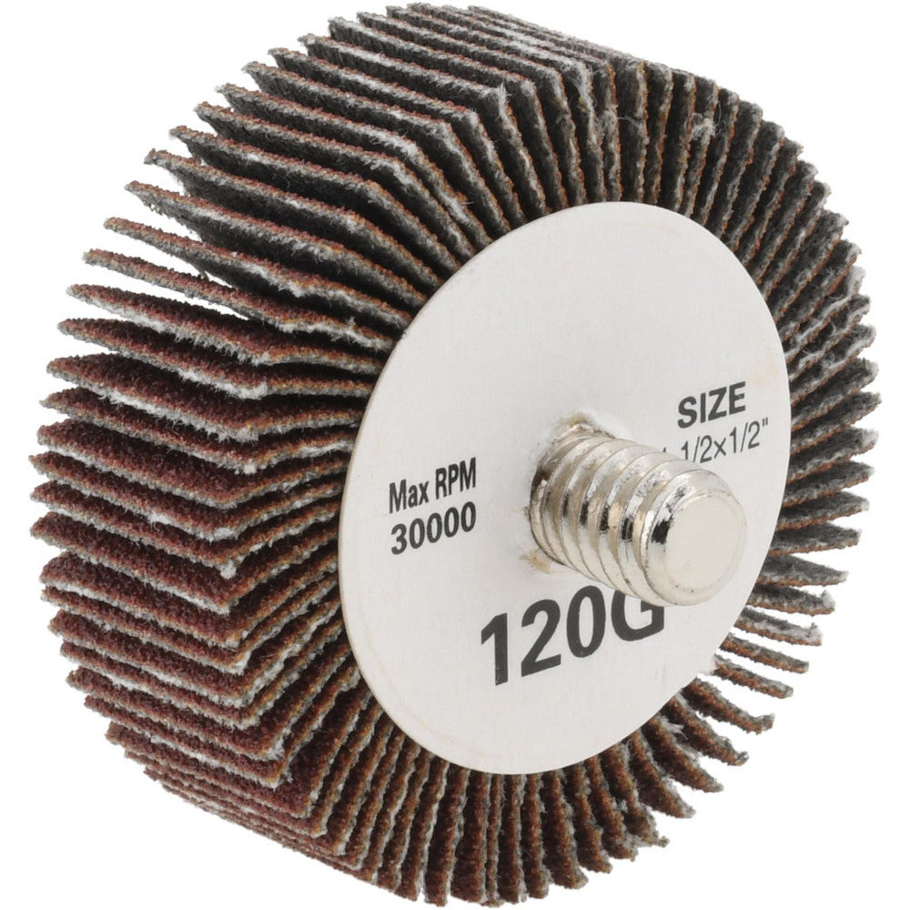 Tru-Maxx SZQC4120 Mounted Flap Wheel 1-1/2" Dia, 1/2" Face Width, 120 Grit, Aluminum Oxide