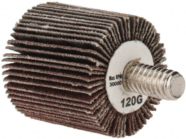 Tru-Maxx SZQC3120 Mounted Flap Wheel 1" Dia, 1" Face Width, 120 Grit, Aluminum Oxide