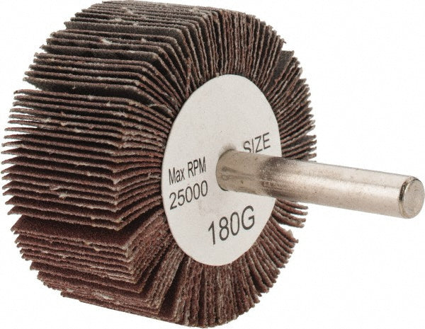 Tru-Maxx SZMFW7180 Mounted Flap Wheel 2" Dia, 1" Face Width, 180 Grit, Aluminum Oxide