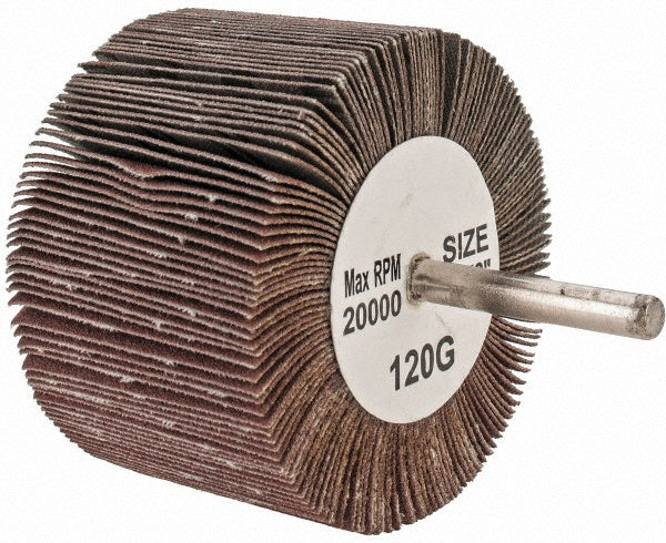 Tru-Maxx SZMFW14120 Mounted Flap Wheel 3" Dia, 2" Face Width, 120 Grit, Aluminum Oxide