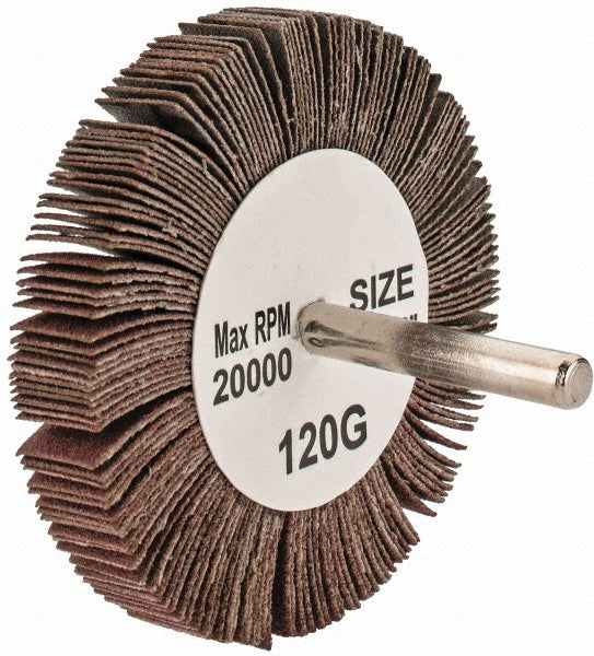Tru-Maxx SZMFW11120 Mounted Flap Wheel 3" Dia, 1/2" Face Width, 120 Grit, Aluminum Oxide