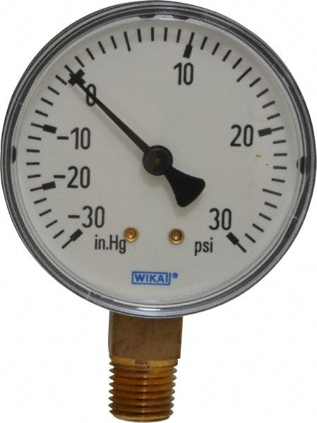 Wika 4253043 Pressure Gauge 2-1/2" Dial, 0 to 30 psi, 1/4" Thread, NPT, Lower Mount