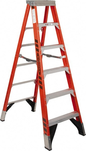 Werner 7406 5 Step Fiberglass Foldable Step Ladder Type IAA 375 lb Capacity 6' Height