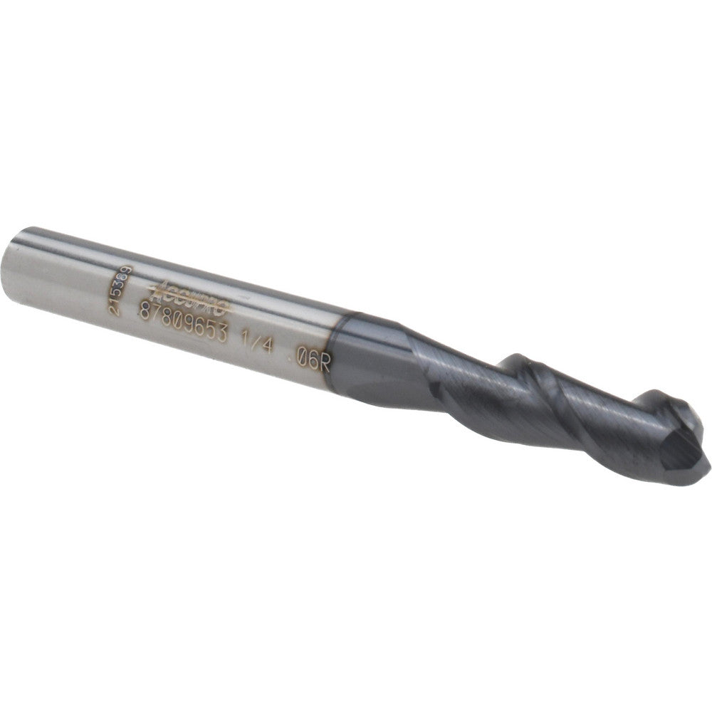 Accupro 87809653 Corner Radius End Mill 1/4" Dia, 3/4" LOC, 0.06" Radius, 2 Flutes, Solid Carbide