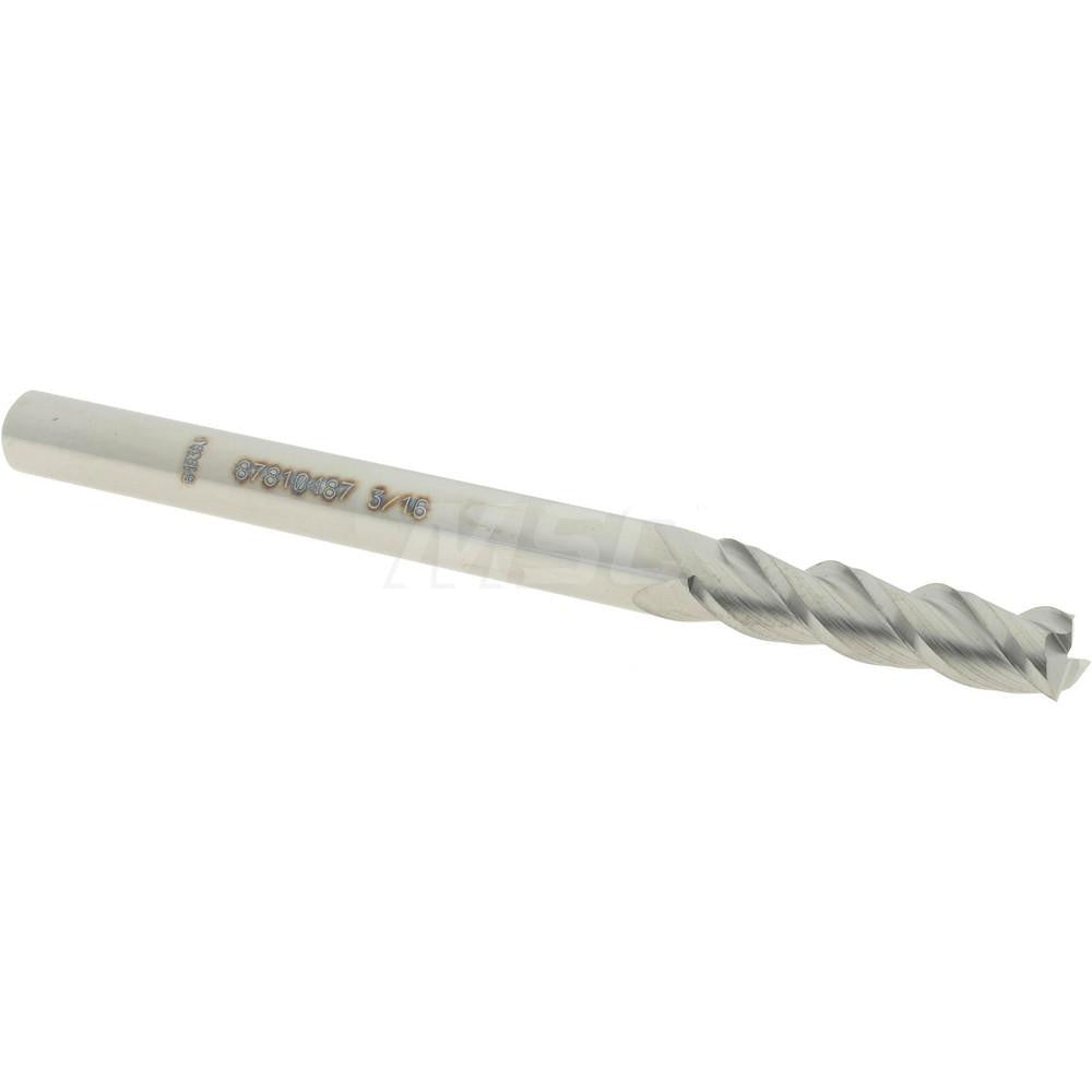 Accupro 87810487 Square End Mill 3/16'' Dia, 3/4'' LOC, 3/16'' Shank Dia, 2-1/2'' OAL, 3 Flutes, Solid Carbide