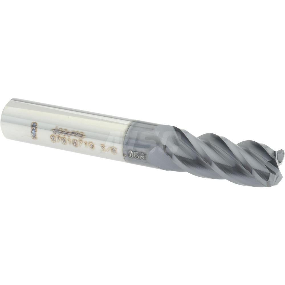 Accupro 87810719 Corner Radius End Mill 3/8" Dia, 7/8" LOC, 0.06" Radius, 4 Flutes, Solid Carbide
