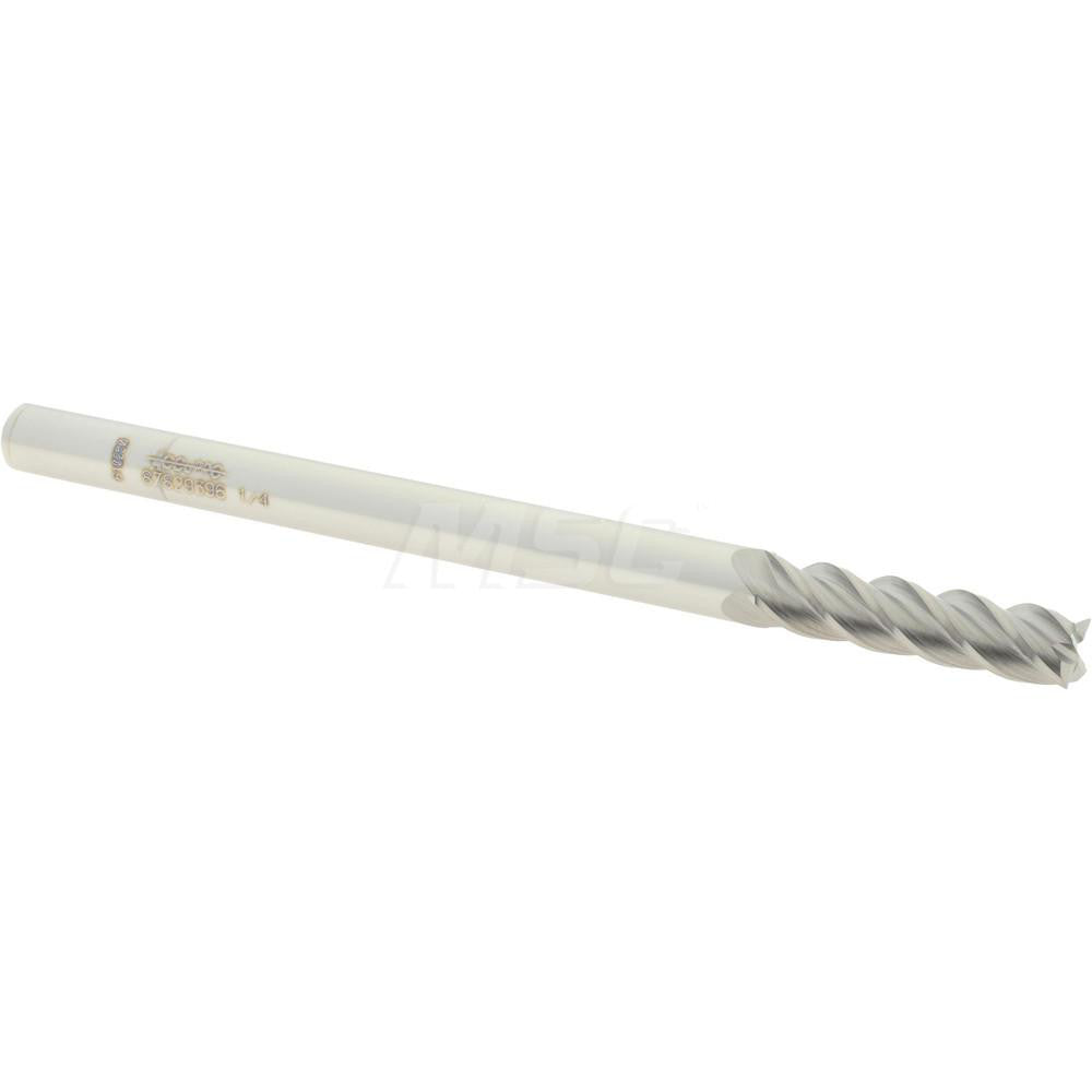 Accupro 87829396 Square End Mill 1/4'' Dia, 1'' LOC, 1/4'' Shank Dia, 4'' OAL, 4 Flutes, Solid Carbide