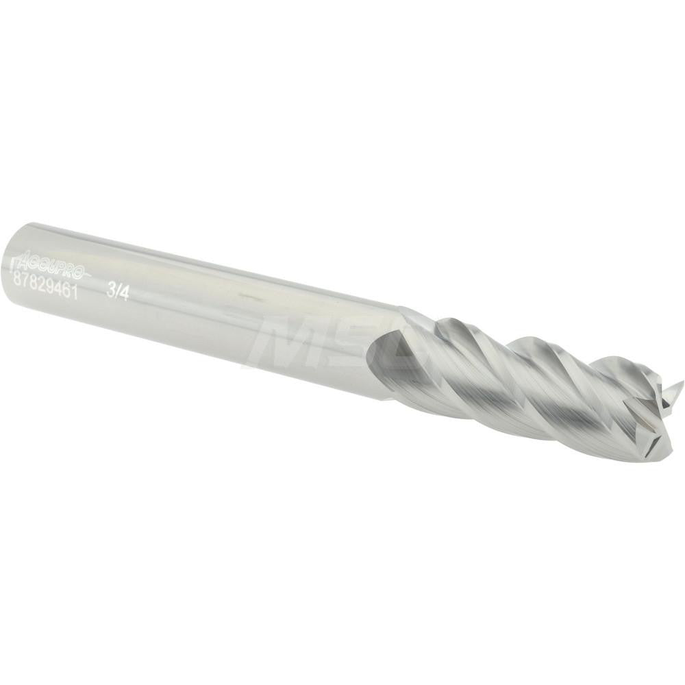 Accupro 87829461 Square End Mill 3/4'' Dia, 2'' LOC, 3/4'' Shank Dia, 6'' OAL, 4 Flutes, Solid Carbide