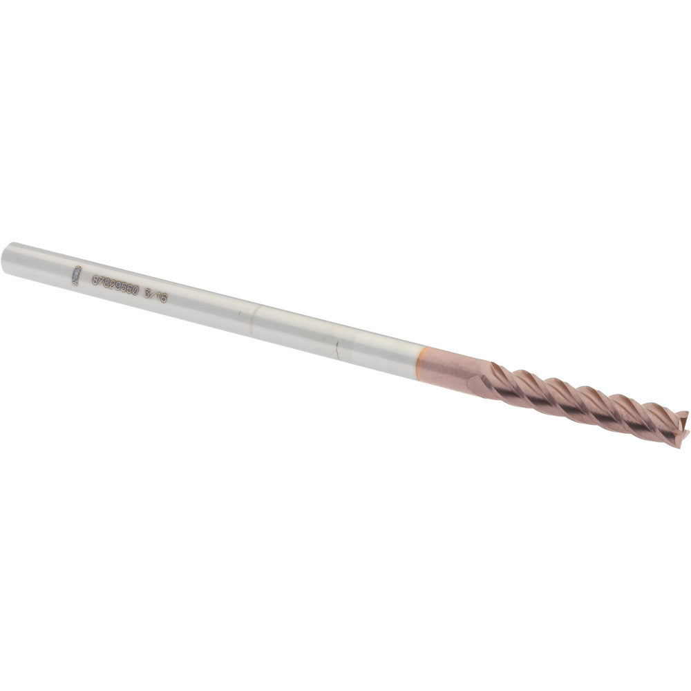 Accupro 87829560 Square End Mill 3/16'' Dia, 1'' LOC, 3/16'' Shank Dia, 4'' OAL, 4 Flutes, Solid Carbide