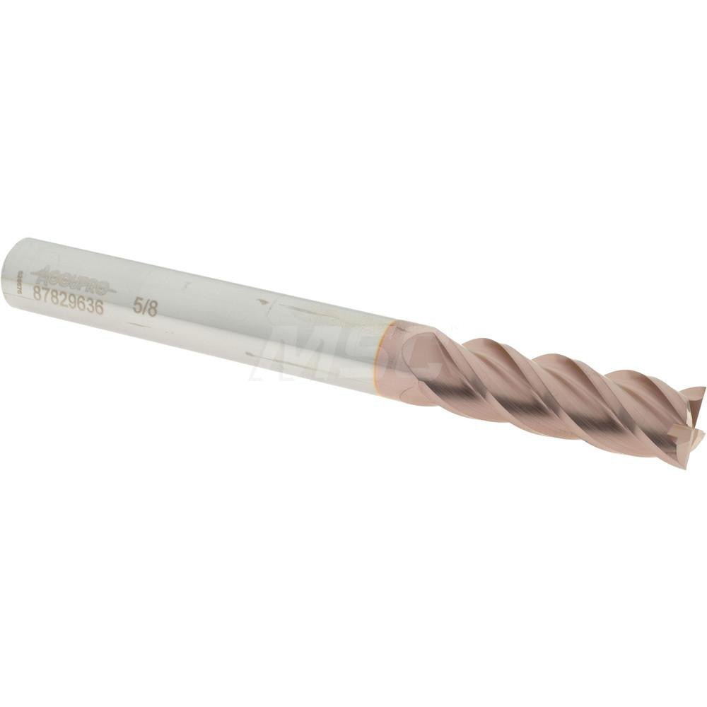 Accupro 87829636 Square End Mill 5/8'' Dia, 2'' LOC, 5/8'' Shank Dia, 6'' OAL, 4 Flutes, Solid Carbide