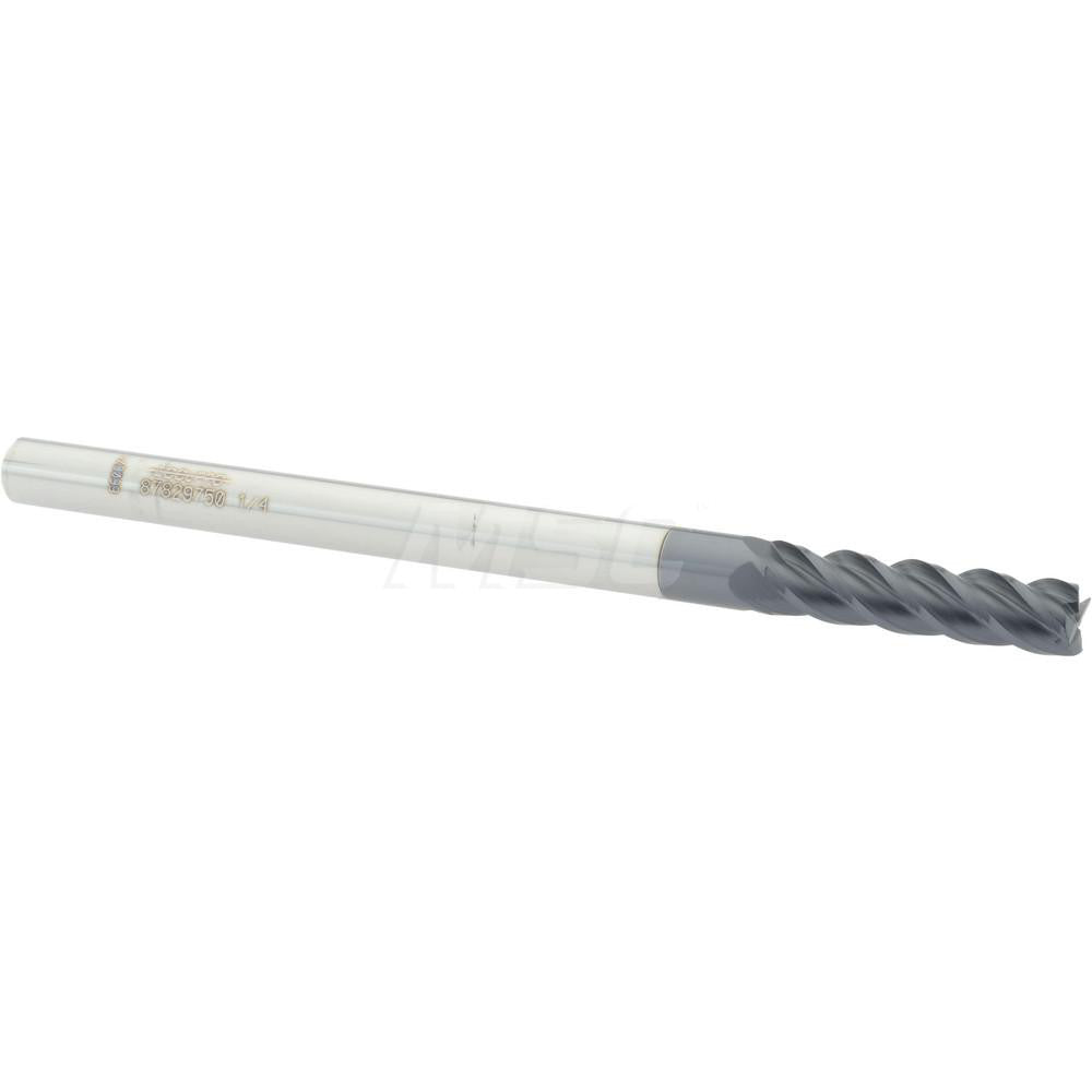 Accupro 87829750 Square End Mill 1/4'' Dia, 1'' LOC, 1/4'' Shank Dia, 4'' OAL, 4 Flutes, Solid Carbide