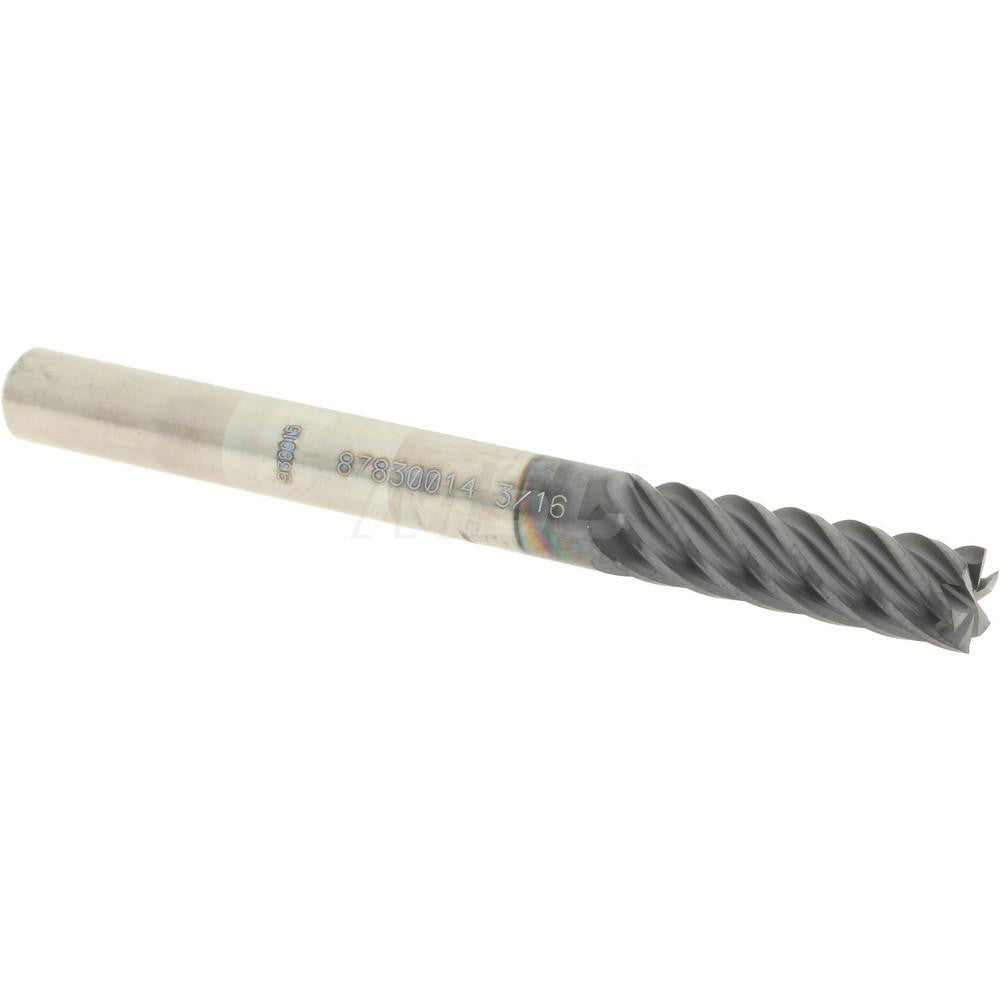 Accupro 87830014 Square End Mill 3/16'' Dia, 5/8'' LOC, 3/16'' Shank Dia, 2'' OAL, 6 Flutes, Solid Carbide