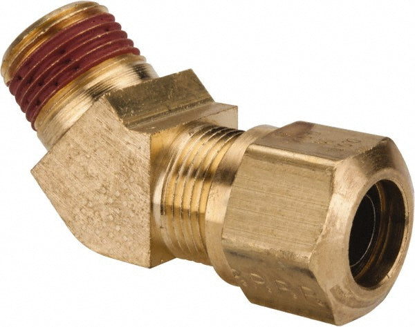Parker VS279NTA-8-6 Compression Tube 45 Deg Male Elbow 3/8, 1/2" Tube OD, Compression x MNPTF