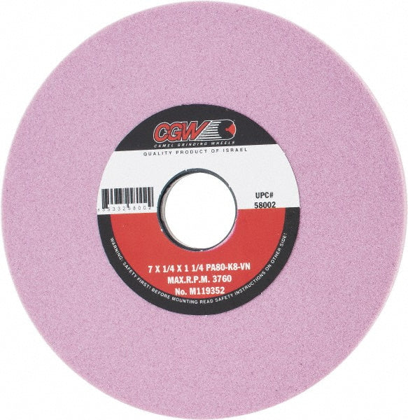 CGW Abrasives 58002 Surface Grinding Wheel 7" Dia, 1/4" Thick, 1-1/4" Hole, 80 Grit, K Hardness
