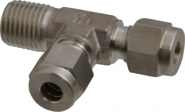 Ham-Let 3002303 Compression Tube Male Run Tee 1/4" Thread, Compression x MNPT x Compression