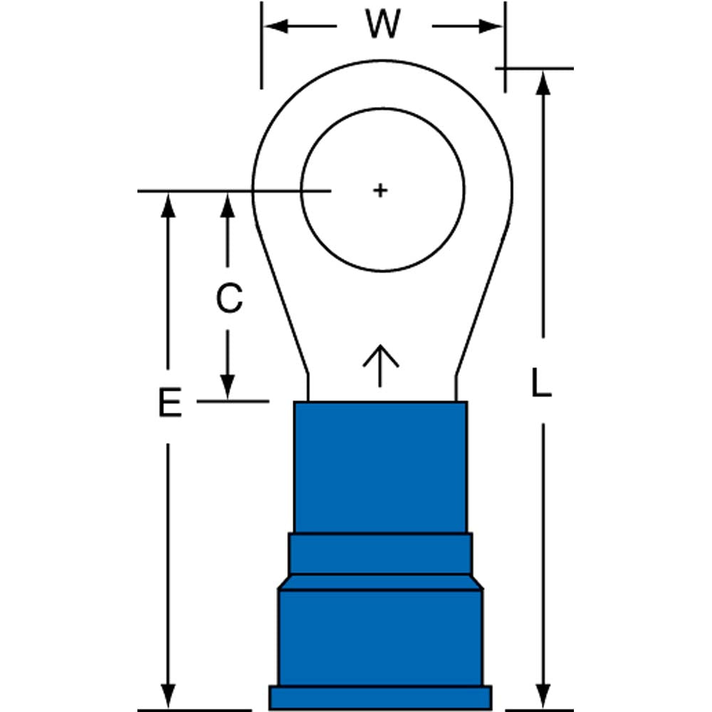 3M 7010397388 Circular Ring Terminal Partially Insulated, 6 AWG, Crimp Connection
