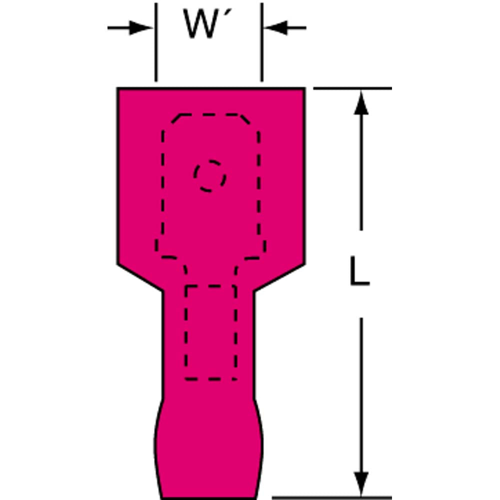 3M 7010304076 Wire Disconnect Male, Red, Nylon, 22-18 AWG, 1/4" Tab Width
