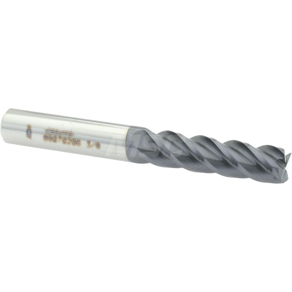 Accupro 88070206 Square End Mill 3/8" Dia, 4 Flutes, 1-3/8" LOC, Solid Carbide, 40 ° Helix