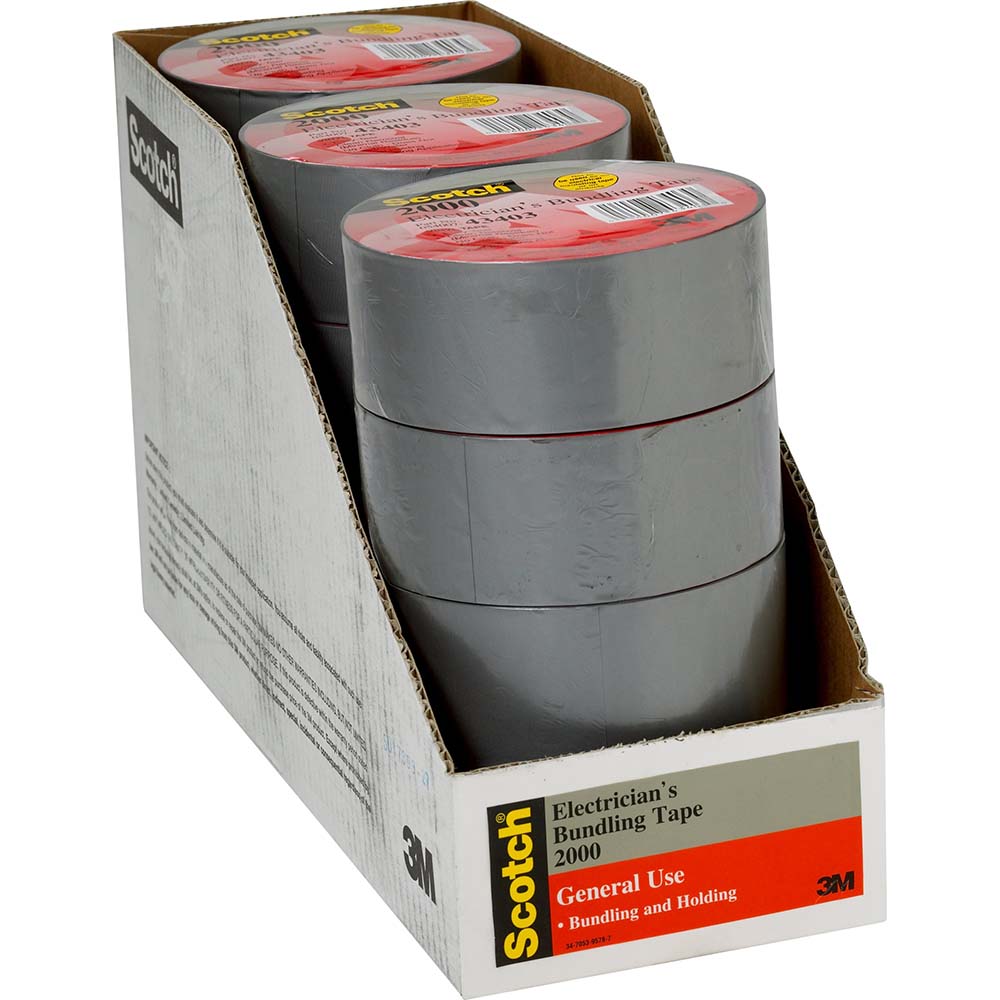 3M 7000031684 Electrical Tape 2" Wide, 150' Long, 6 mil Thick, Gray