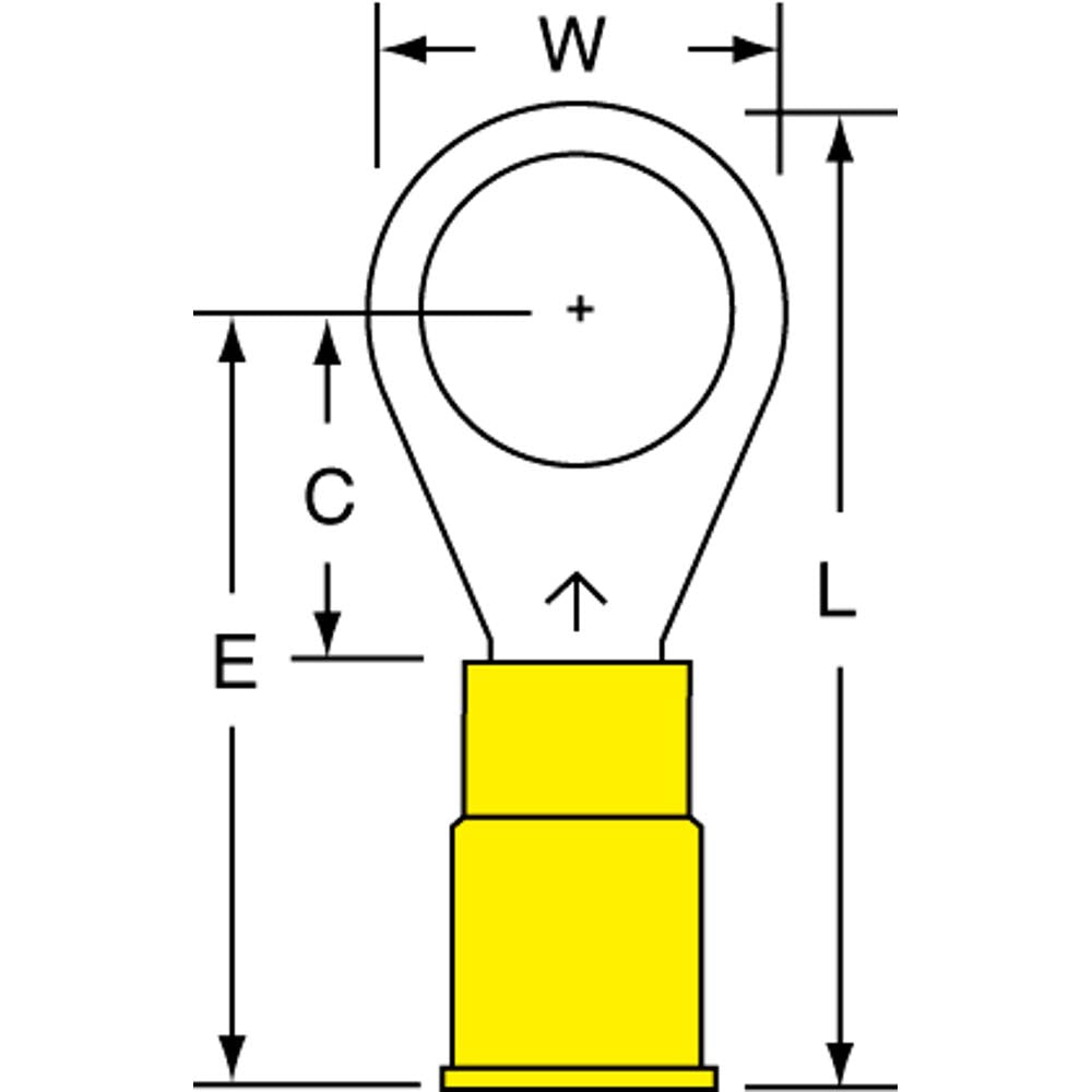3M 7010319492 Circular Ring Terminal Partially Insulated, 12 to 10 AWG, Crimp Connection