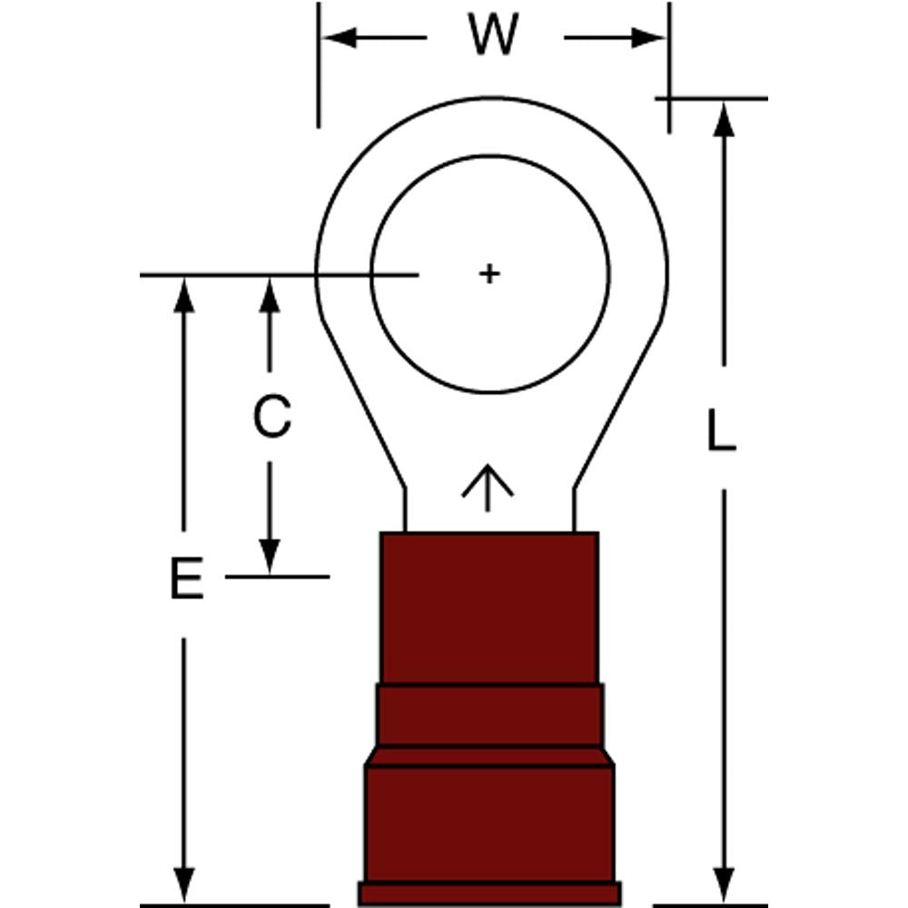 3M 7010304073 Circular Ring Terminal Partially Insulated, 8 to 8 AWG, Crimp Connection
