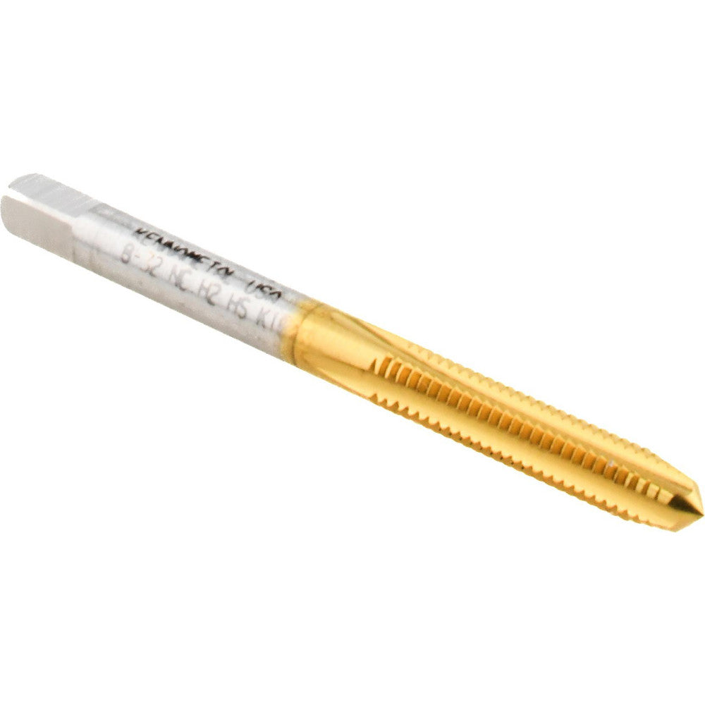 Kennametal 1544268 Straight Flute Tap #8-32 UNC, 4 Flute, Plug Chamfer, 3B Class of Fit, High-Speed Steel, Titanium Nitride Finish