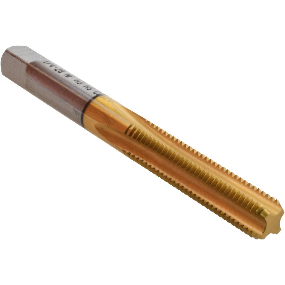 Kennametal 1544533 Straight Flute Tap 1/4-28 UNF, 4 Flute, Bottoming Chamfer, 3B Class of Fit, High-Speed Steel, Titanium Nitride Finish