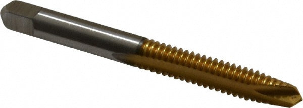 Kennametal 4130671 Spiral Point Tap 1/4-20 UNC, 2 Flutes, Plug Chamfer, 2B Class of Fit, HSS, TiN Coated