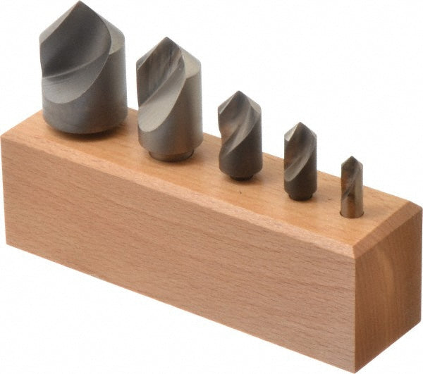 Keo 919-000-052 Countersink Set 5 Pc, 1/4 to 1" Head Dia, 1 Flute, 90 ° Included Angle