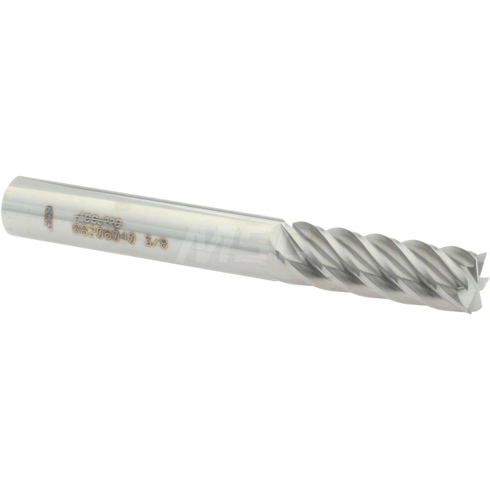 Accupro 88206040 Square End Mill 3/8" Dia, 6 Flutes, 1-1/8" LOC, Solid Carbide, 40 ° Helix