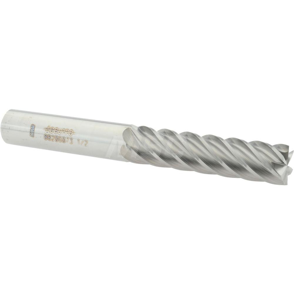 Accupro 88206073 Square End Mill 1/2'' Dia, 2'' LOC, 1/2'' Shank Dia, 4'' OAL, 6 Flutes, Solid Carbide