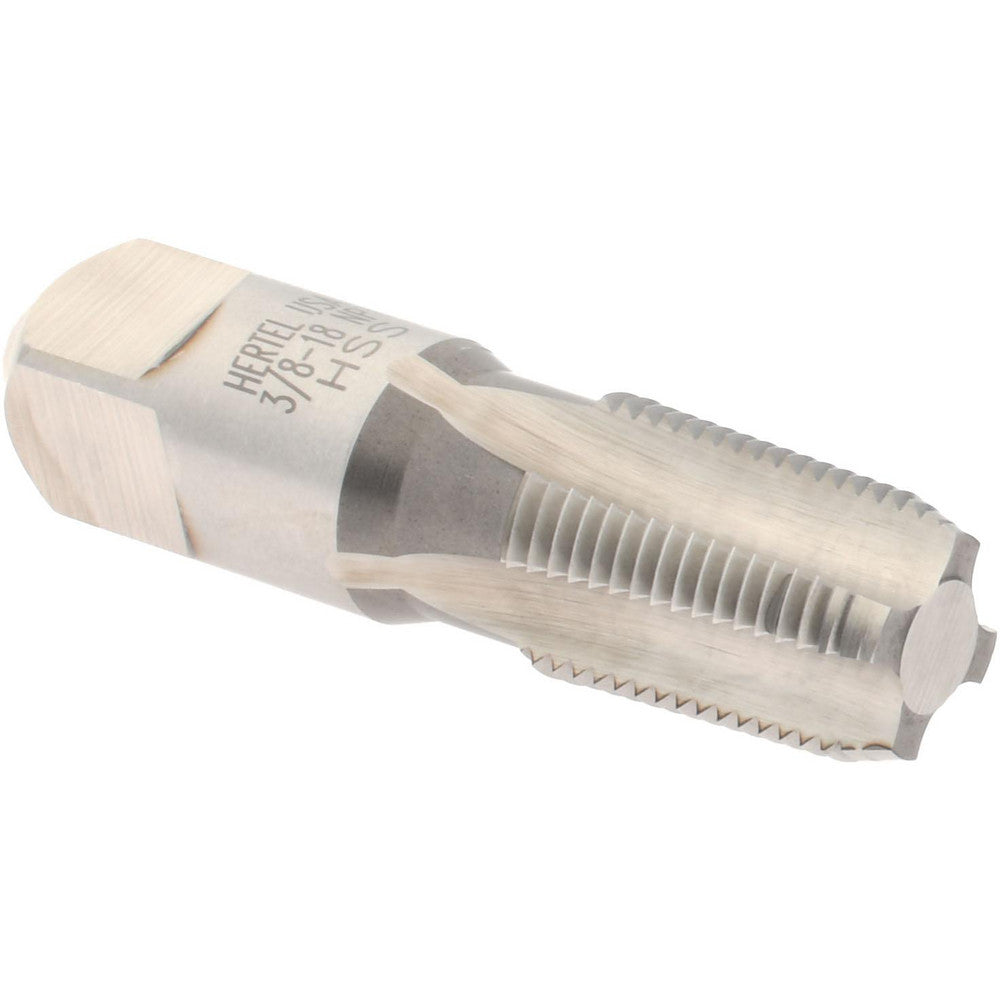 Hertel G127360-S Standard Pipe Tap 3/8-18, NPT, 4 Flutes, High Speed Steel, Bright/Uncoated