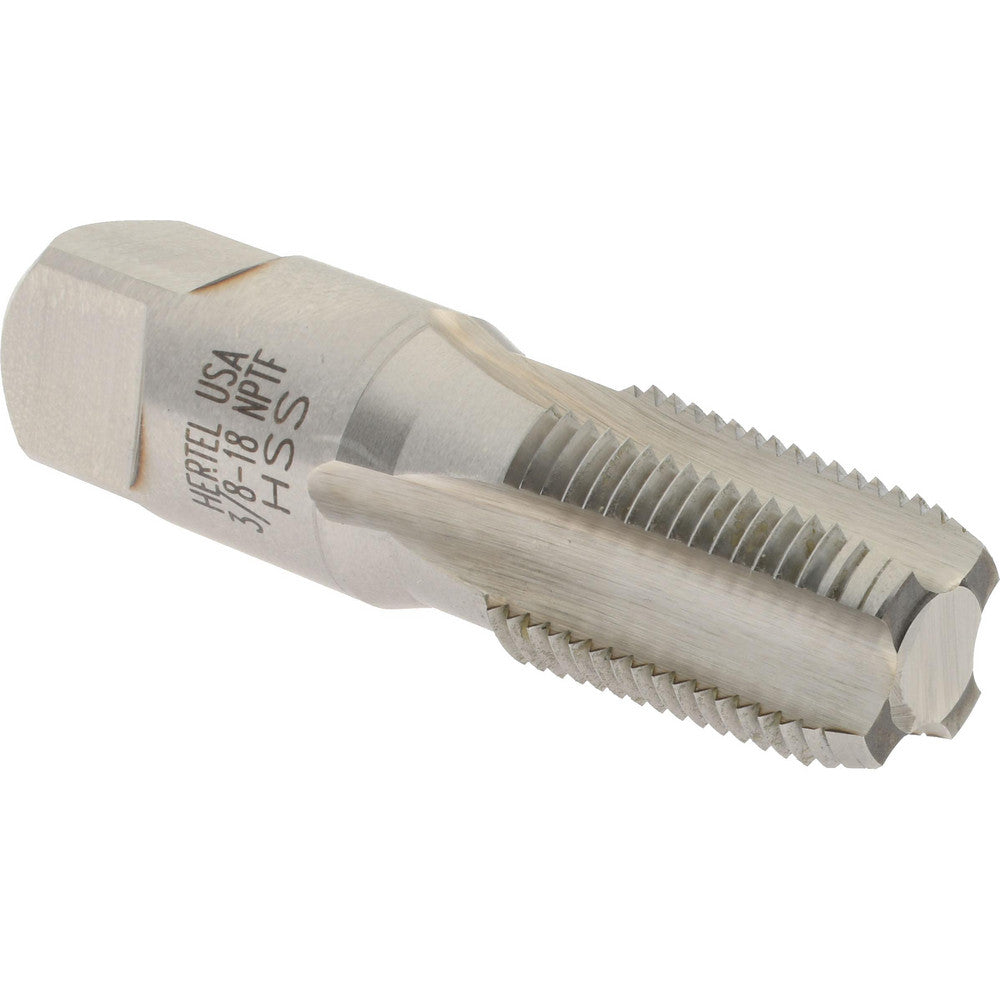 Hertel G127383-S Standard Pipe Tap 3/8-18, NPTF, 4 Flutes, High Speed Steel, Bright/Uncoated
