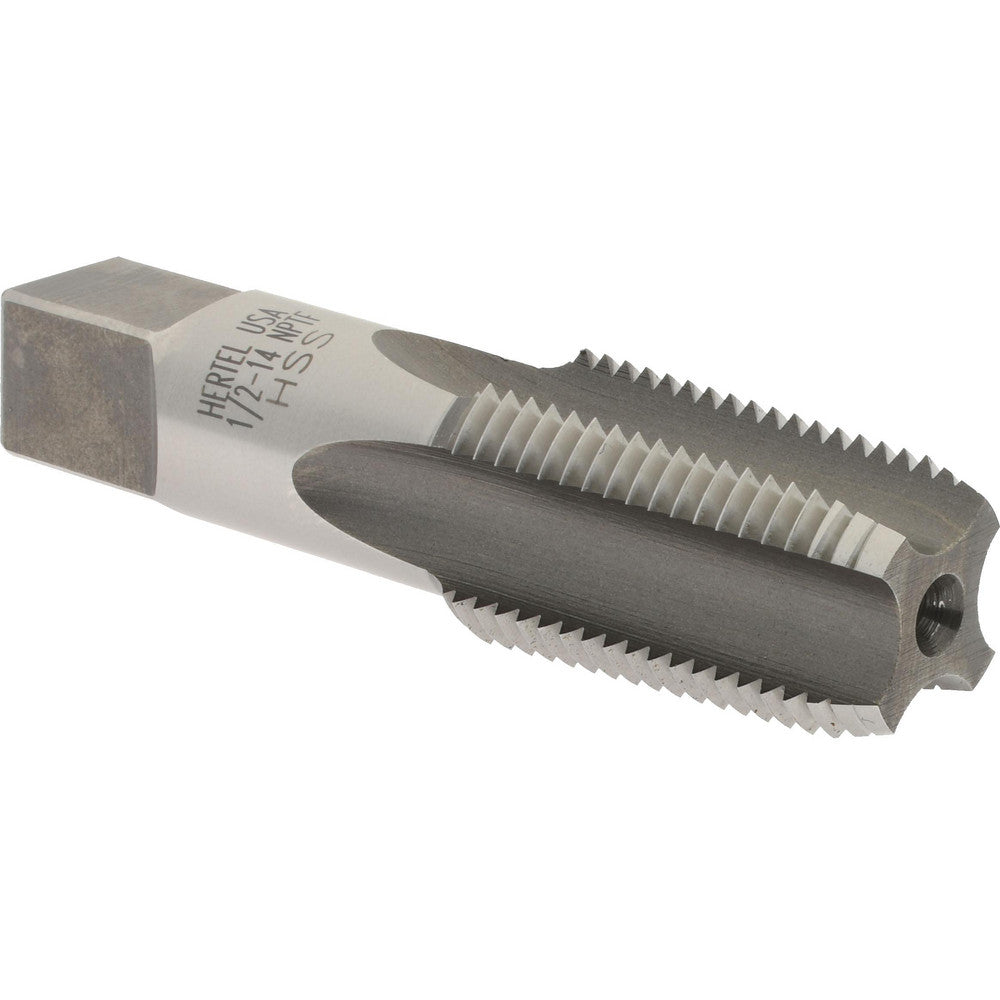 Hertel R127553-S Standard Pipe Tap 1/2-14, NPTF, 4 Flutes, High Speed Steel, Bright/Uncoated