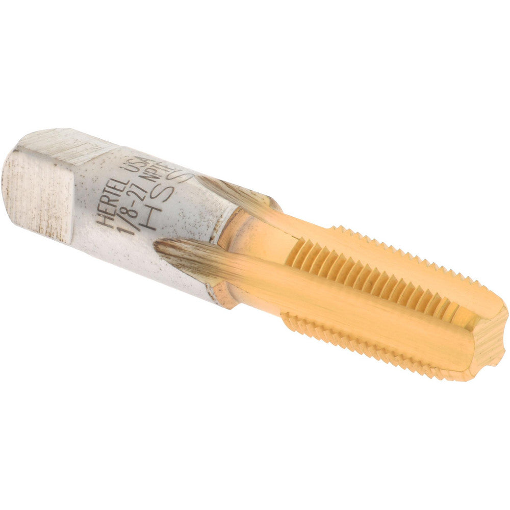 Hertel G127050T-S Standard Pipe Tap 1/8-27, NPTF, 4 Flutes, High Speed Steel, TiN Finish