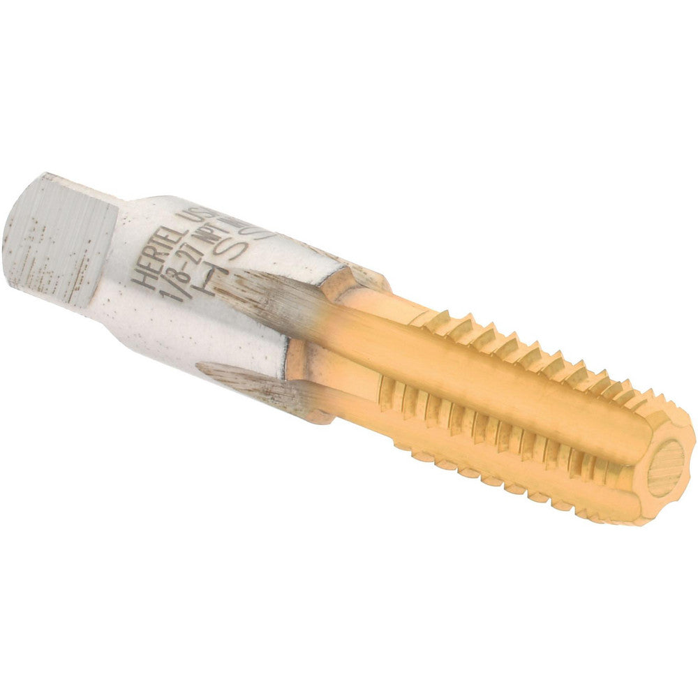 Hertel R127097T-S 1/8-27 NPT, 5 Flutes, TiN Coated, High Speed Steel, Interrupted Thread Pipe Tap