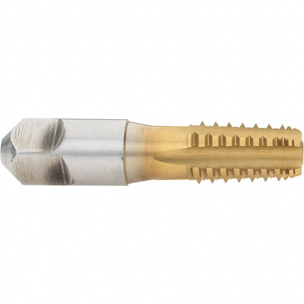 Hertel R127267T-S 1/4-18 NPT, 5 Flutes, TiN Coated, High Speed Steel, Interrupted Thread Pipe Tap