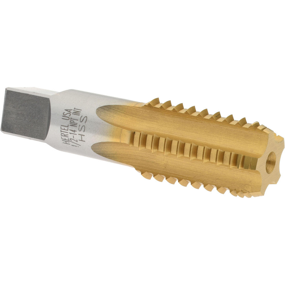 Hertel R127607T-S 1/2-14 NPT, 5 Flutes, TiN Coated, High Speed Steel, Interrupted Thread Pipe Tap