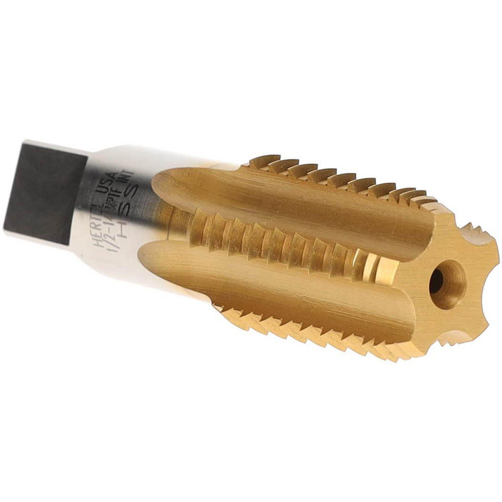 Hertel R127620T-S 1/2-14 NPTF, 5 Flutes, TiN Coated, High Speed Steel, Interrupted Thread Pipe Tap