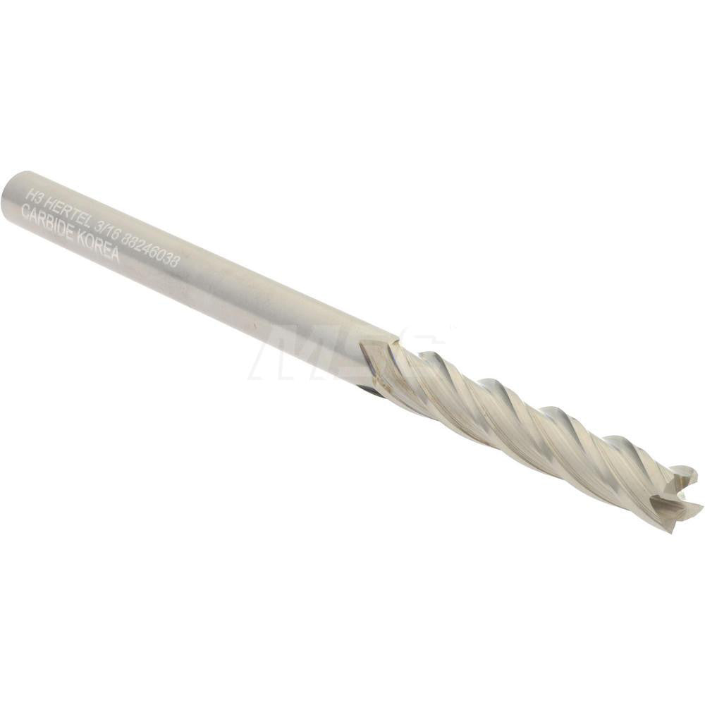 Hertel 88246038 Square End Mill 3/16" Dia, 1-1/8" LOC, 4 Flute, Solid Carbide