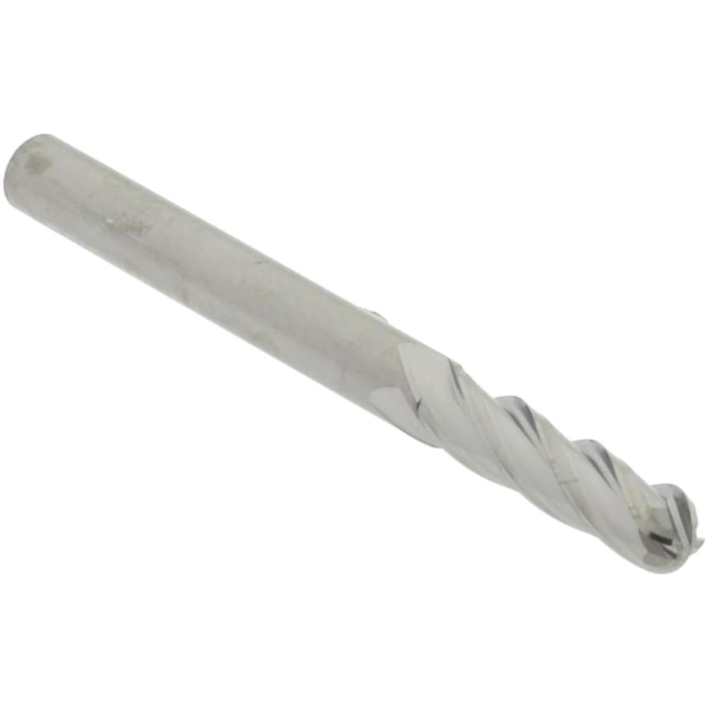 Hertel E5250008 Ball End Mill 1/8" Dia, 1/2" LOC, 4 Flute, Solid Carbide