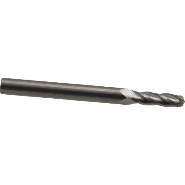 Hertel E5250010 Ball End Mill 5/32" Dia, 9/16" LOC, 4 Flute, Solid Carbide