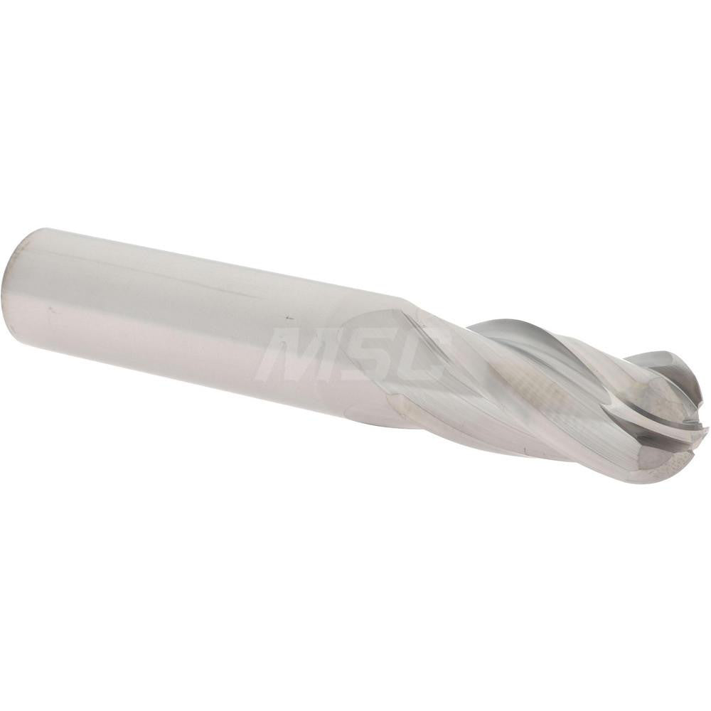Hertel E5250036 Ball End Mill 9/16" Dia, 1-1/4" LOC, 4 Flute, Solid Carbide