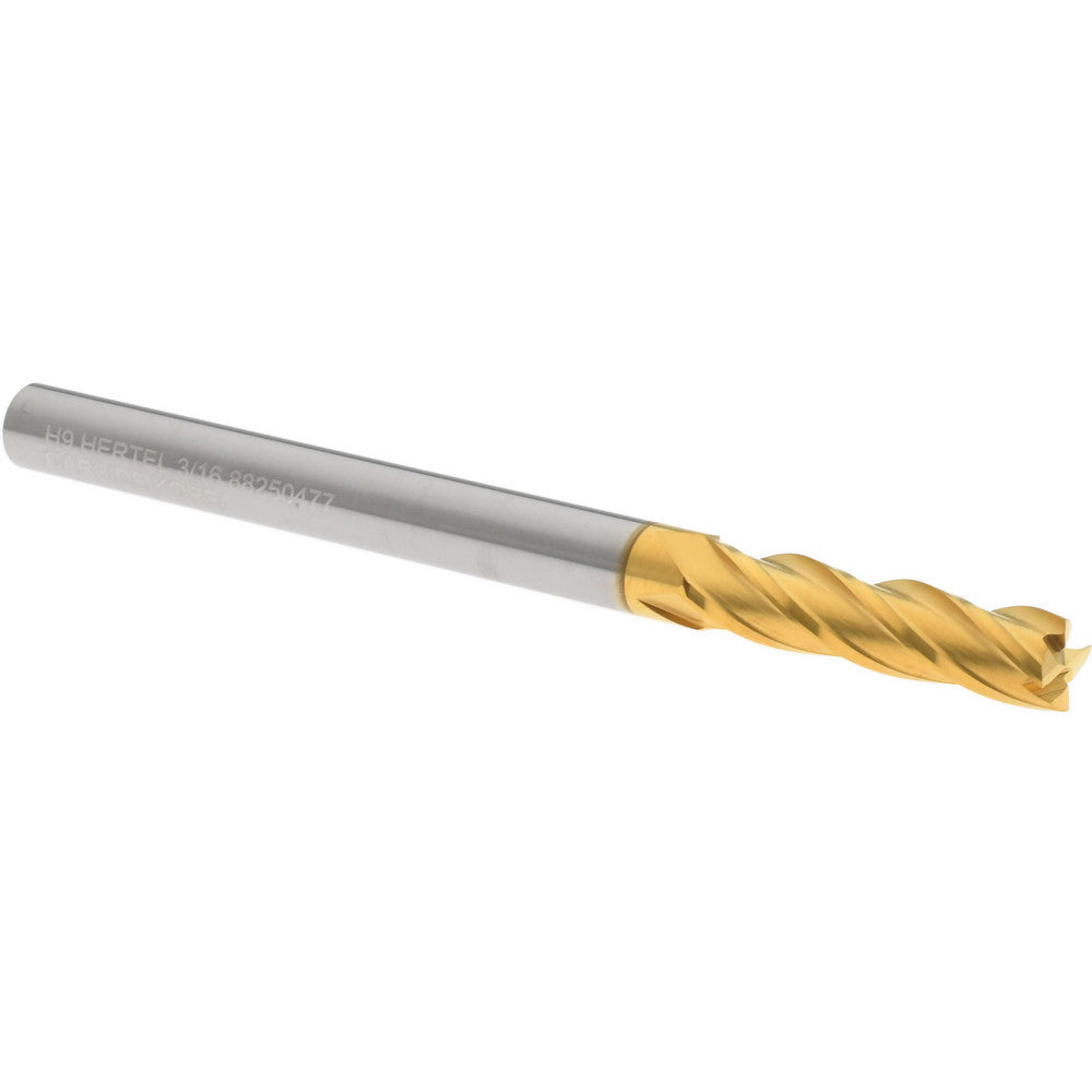 Hertel 88250477 Square End Mill 3/16" Dia, 3/4" LOC, 4 Flute, Solid Carbide