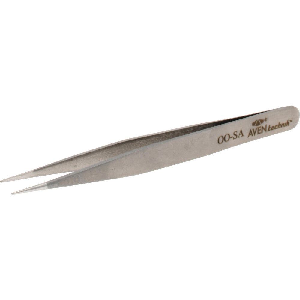 Aven 18032USA Precision Tweezer OO-SA, Straight Tip, 4-3/4" OAL