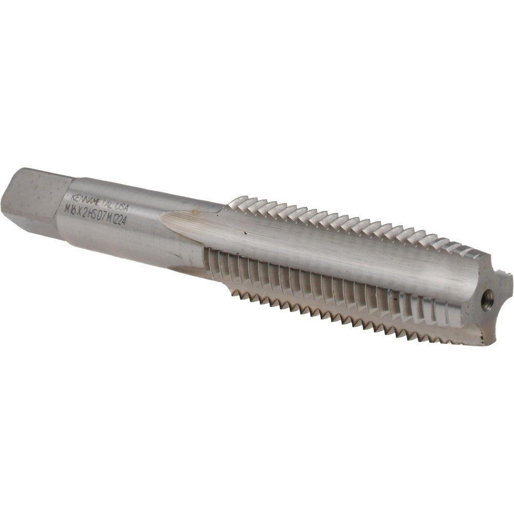 Kennametal 1543830 Straight Flute Tap M16x2 Metric Coarse, 4 Flute, Plug Chamfer, 6H Class of Fit, High-Speed Steel, Bright/Uncoated Finish