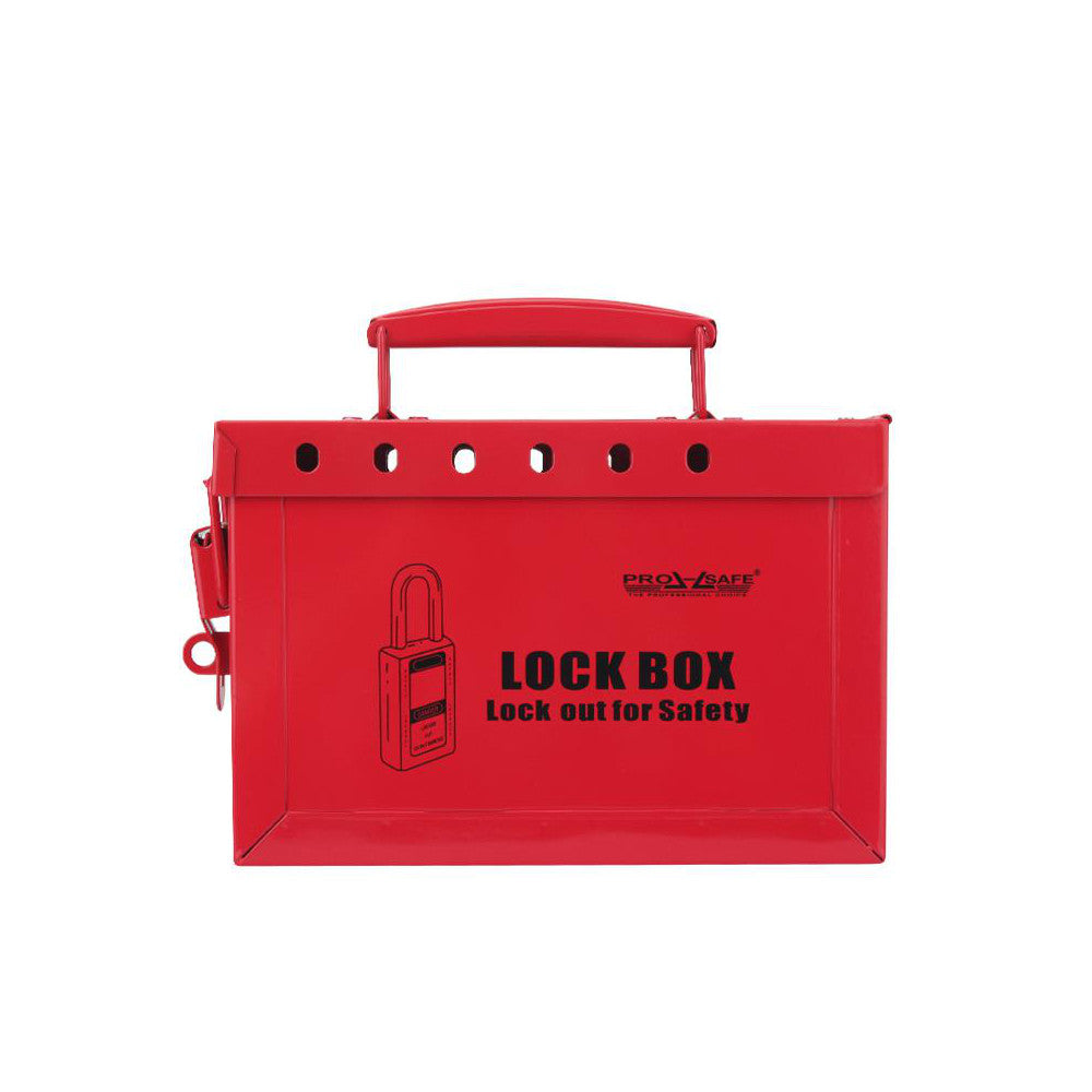 PRO-SAFE BD-X02 Group Lockout Boxes Portable/Wall Mount Portable Legend Lockbox - Lockout for Safety Color Red Box Material Steel Overall Height 9.17in Overall Depth 7.67in
